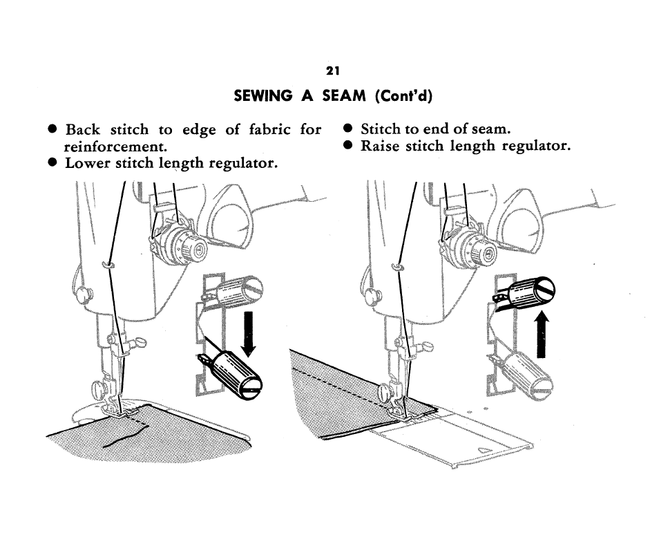 Sewing a seam (cont’d) | SINGER 1360 Style-O-Matic User Manual | Page 23 / 82