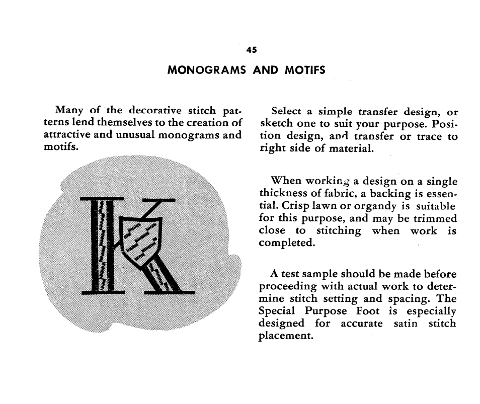 Monograms and motifs | SINGER 1360 Style-O-Matic User Manual | Page 47 / 82