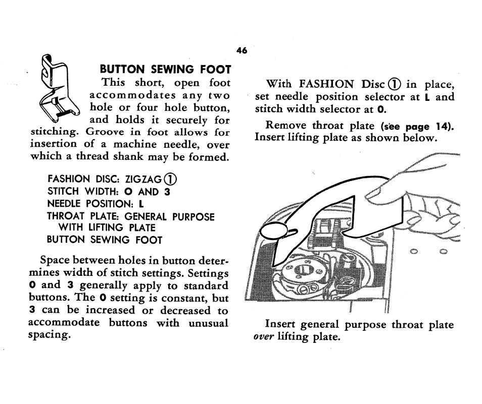 Button sewing foot | SINGER 1360 Style-O-Matic User Manual | Page 48 / 82