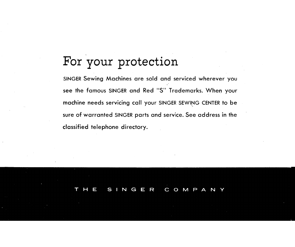 For your protection | SINGER 1360 Style-O-Matic User Manual | Page 82 / 82