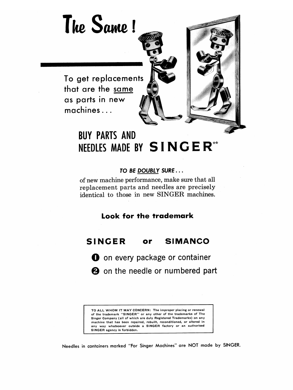 The some, Singers, Buy parts and needles made by | Singer | SINGER 331K4 User Manual | Page 17 / 18