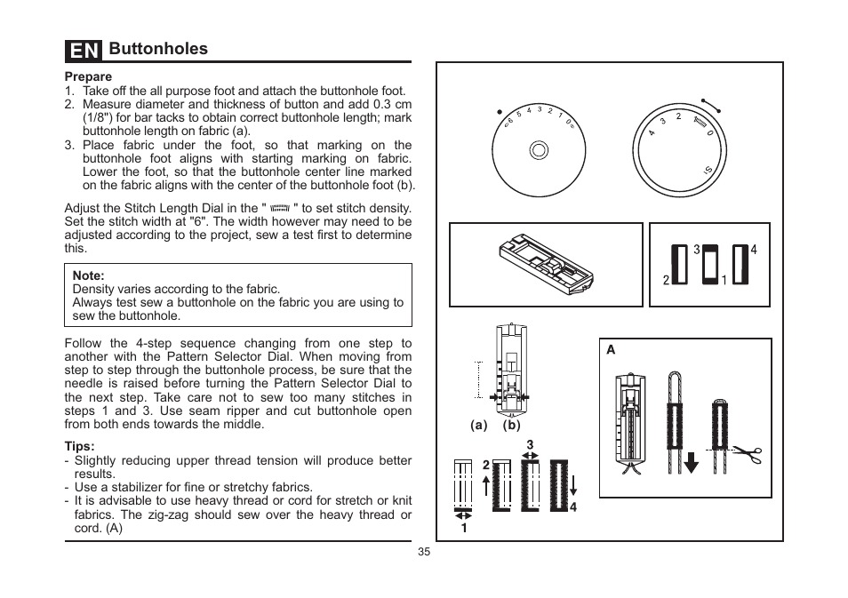 Buttonholes | SINGER 3321 TALENT User Manual | Page 42 / 62