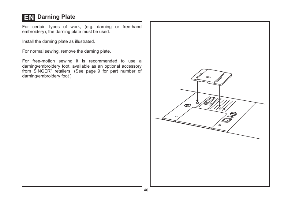 Darning plate | SINGER 3321 TALENT User Manual | Page 53 / 62