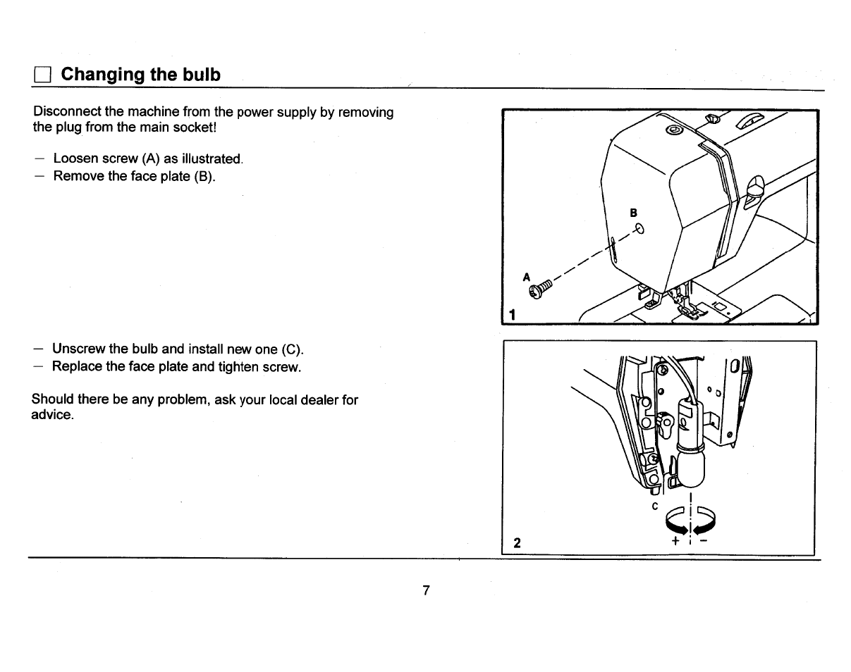 Changing the bulb | SINGER 3810 User Manual | Page 11 / 62