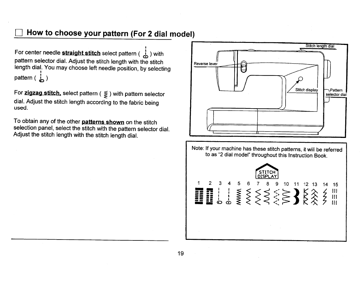 How to choose your pattern (for 2 dial model) | SINGER 3810 User Manual | Page 23 / 62