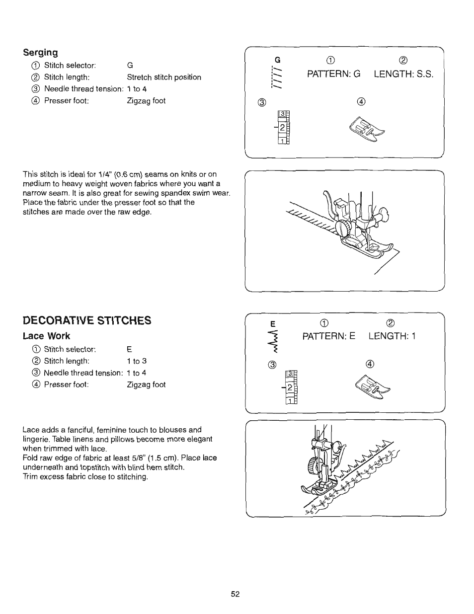 Decorative stitches | SINGER 384.13012 (Sold at Sears) User Manual | Page 52 / 79