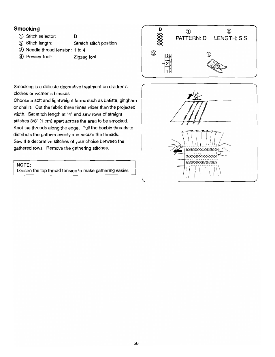 Smocking | SINGER 384.13012 (Sold at Sears) User Manual | Page 56 / 79