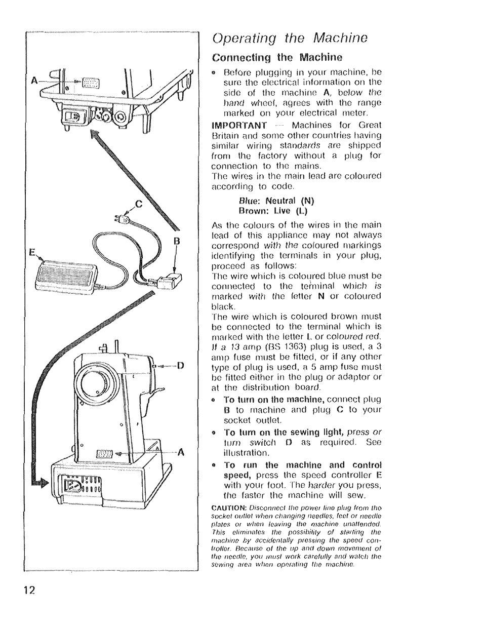 Operating the machine, Connecting the machine | SINGER 4022 User Manual | Page 14 / 56