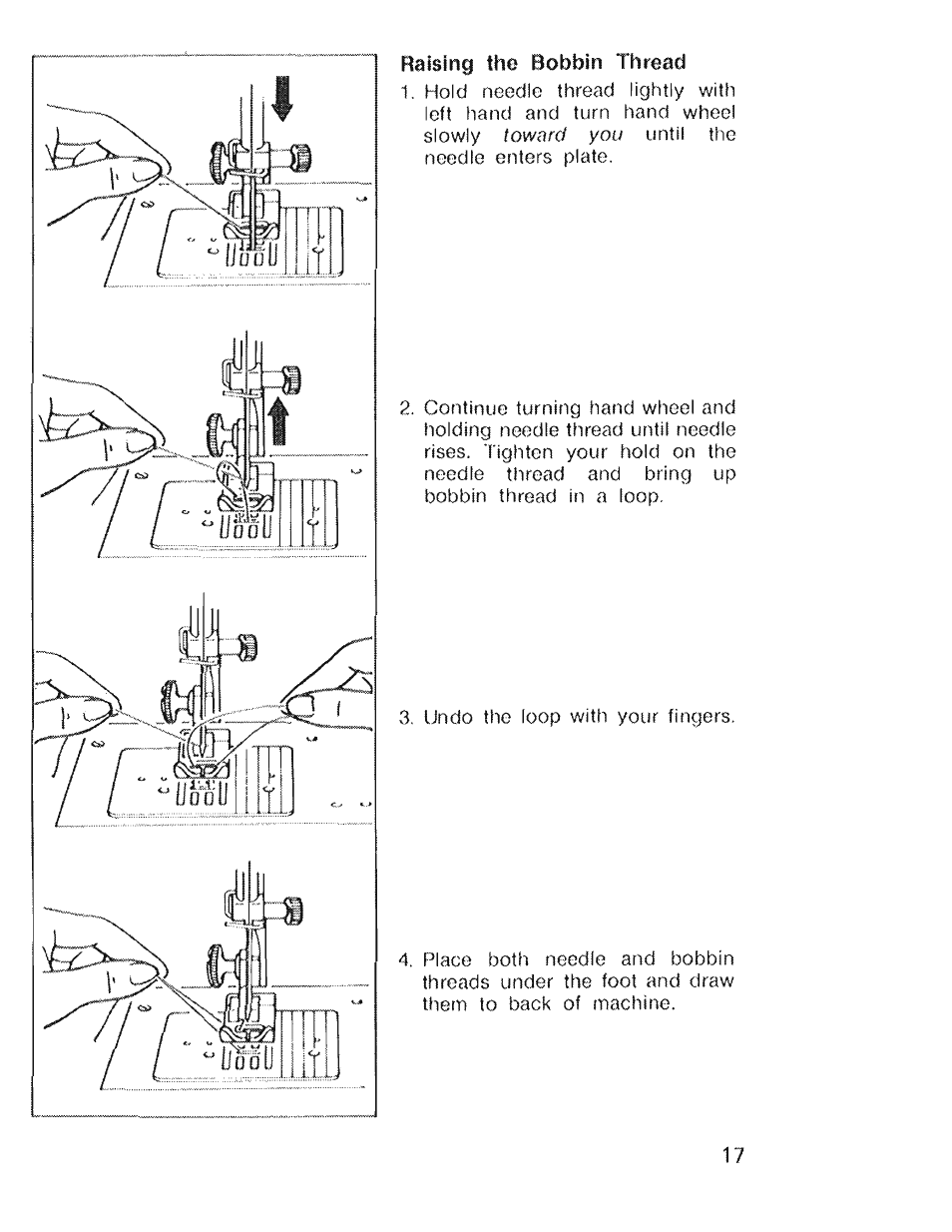 Raising the bobbin thread | SINGER 4022 User Manual | Page 19 / 56