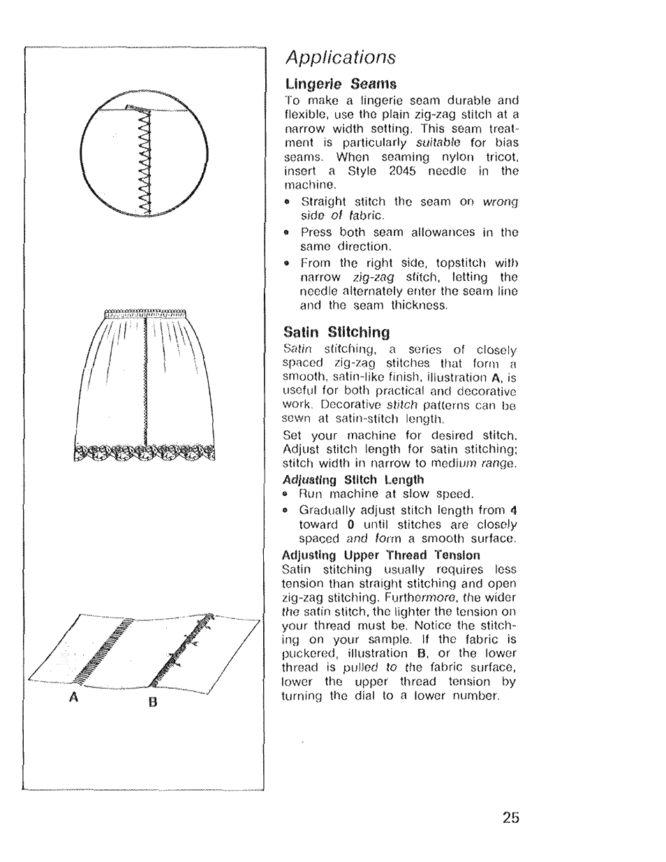 Applications, Ungerle seams, Satin stitching | SINGER 4022 User Manual | Page 27 / 56