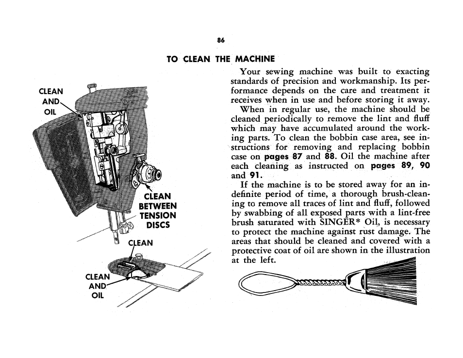 To clean the machine | SINGER 401A User Manual | Page 104 / 116