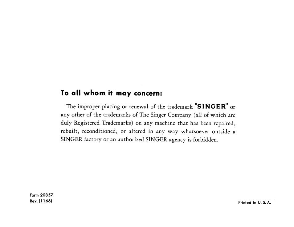 SINGER 401A User Manual | Page 115 / 116