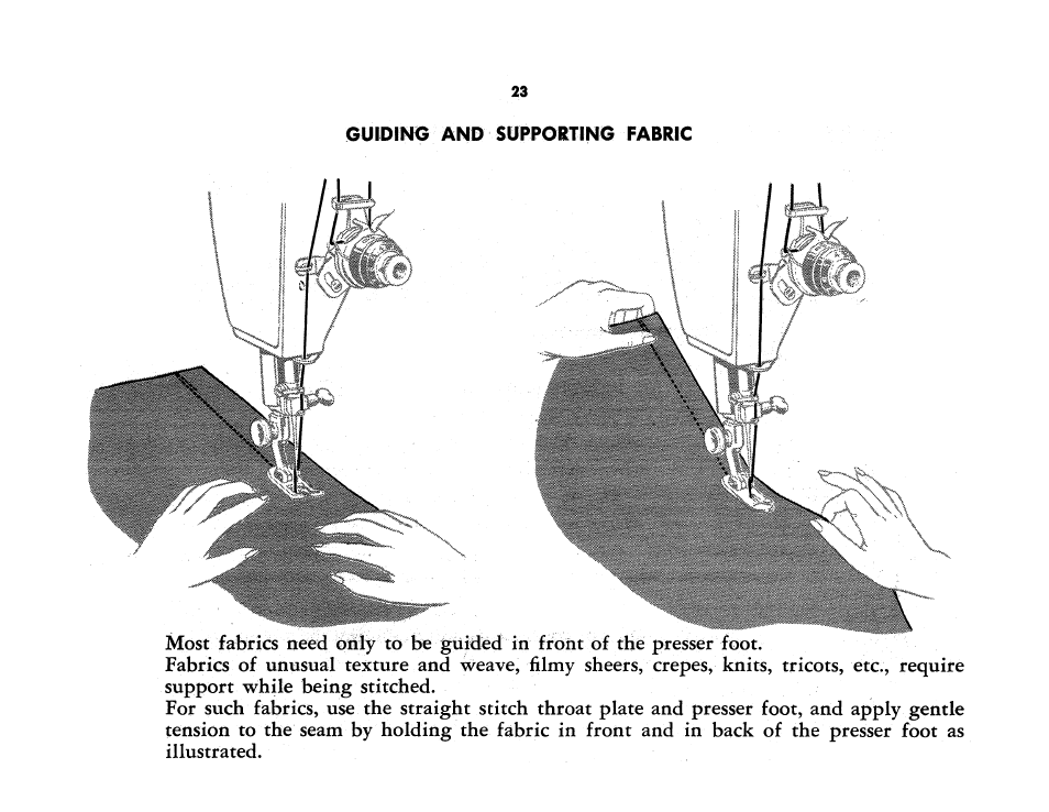 Guiding and supporting fabric | SINGER 401A User Manual | Page 25 / 116