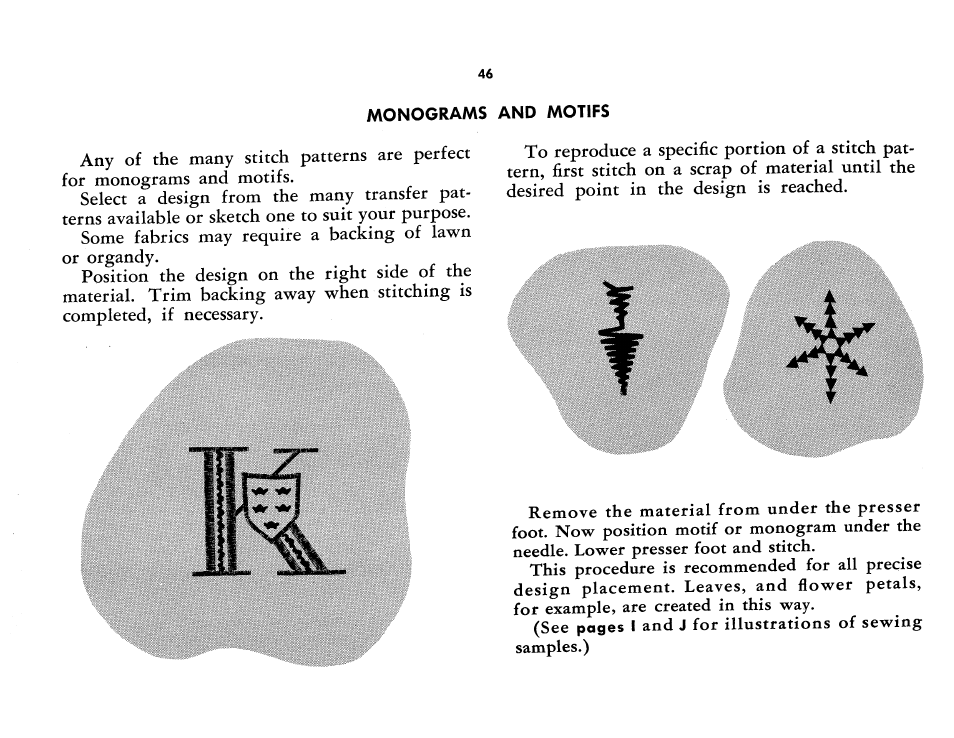 Monograms and motifs | SINGER 401A User Manual | Page 48 / 116