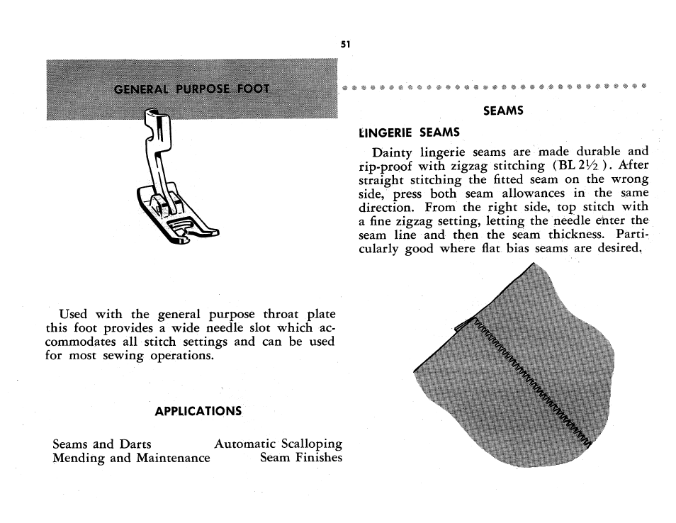 Applications, Seams, Lingerie seams | SINGER 401A User Manual | Page 69 / 116