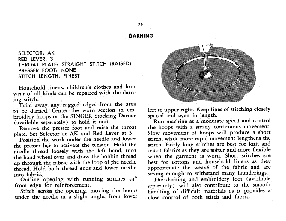 Darning | SINGER 401A User Manual | Page 94 / 116