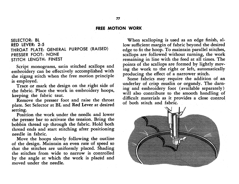 Free motion work | SINGER 401A User Manual | Page 95 / 116