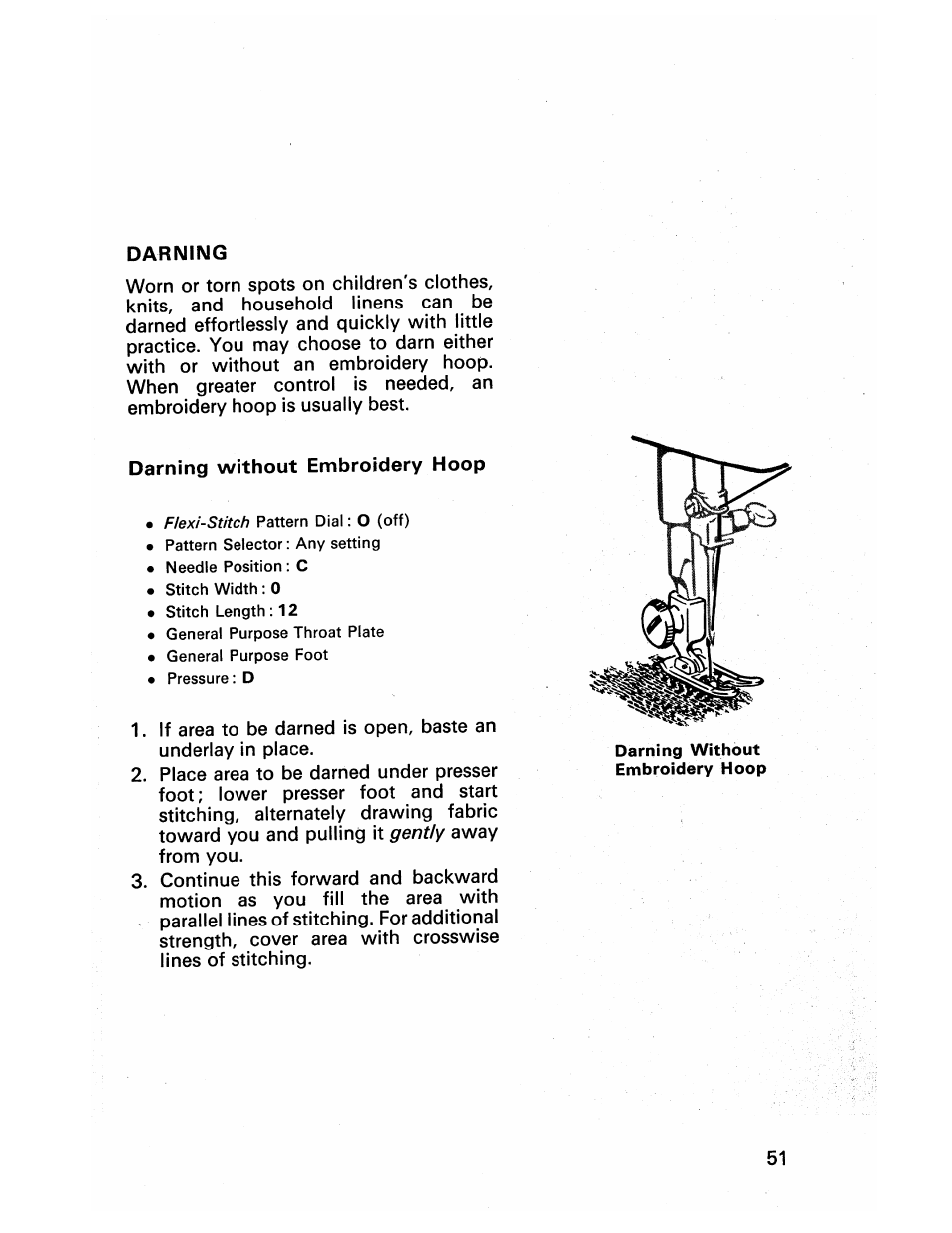 Darning without embroidery hoop | SINGER 413 User Manual | Page 53 / 64