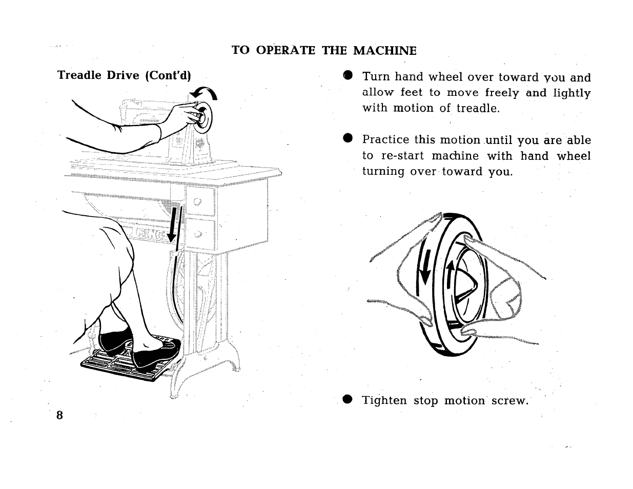 Treadle drive (cont'd) | SINGER 414 User Manual | Page 10 / 64