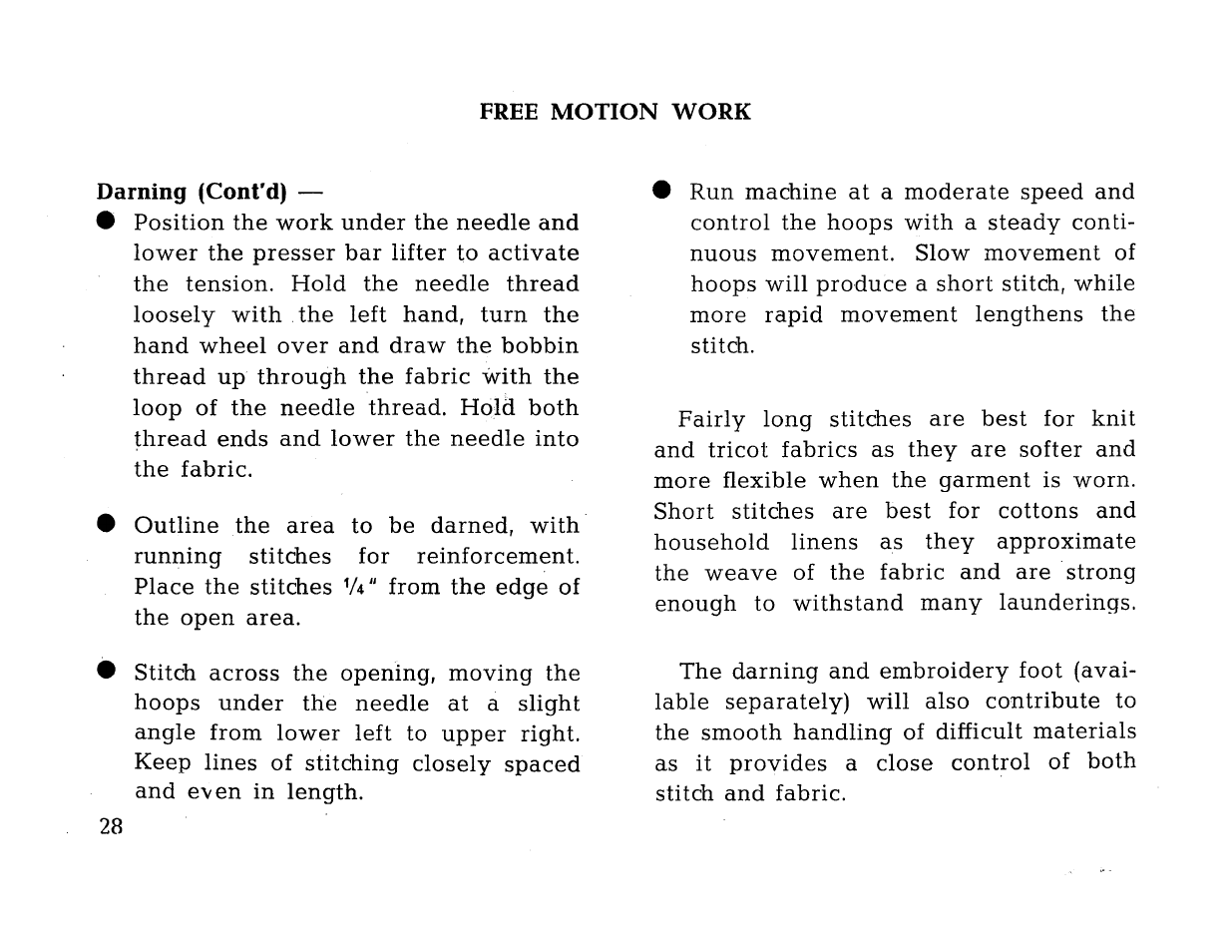 Darning (cont'd) | SINGER 414 User Manual | Page 30 / 64