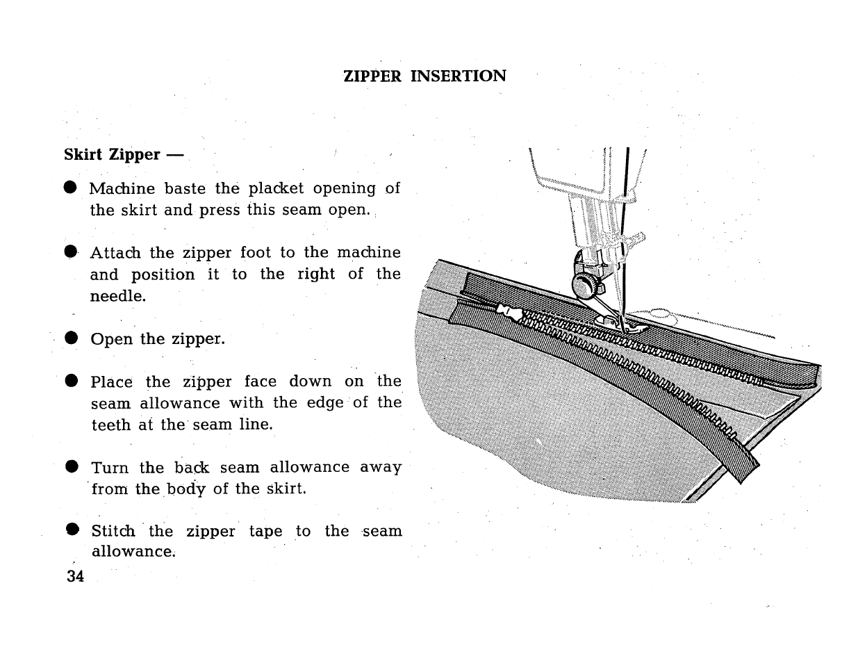 Skirt zipper | SINGER 414 User Manual | Page 36 / 64