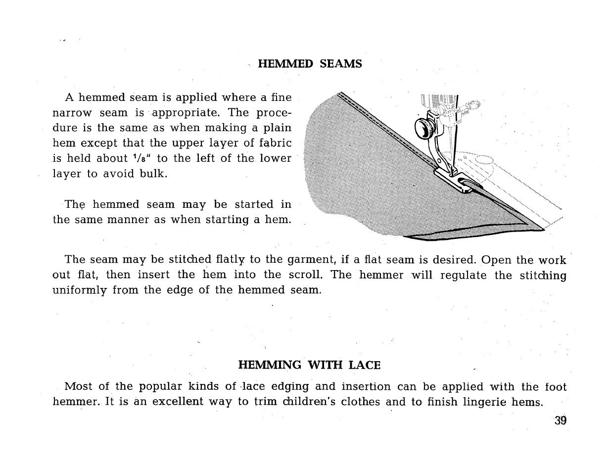 Hemming with lace | SINGER 414 User Manual | Page 41 / 64