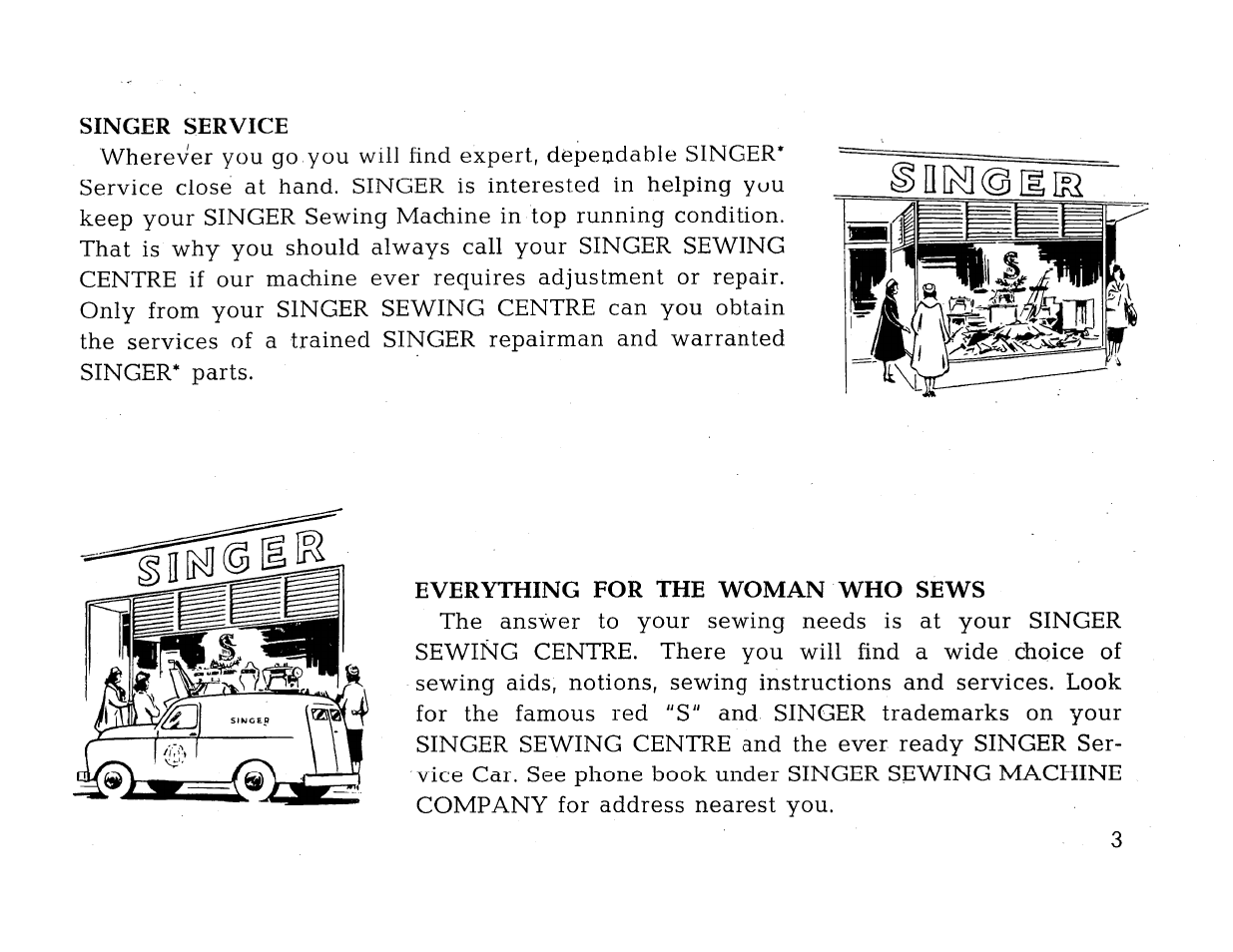 Singer service, Everything for the woman who sews | SINGER 414 User Manual | Page 5 / 64