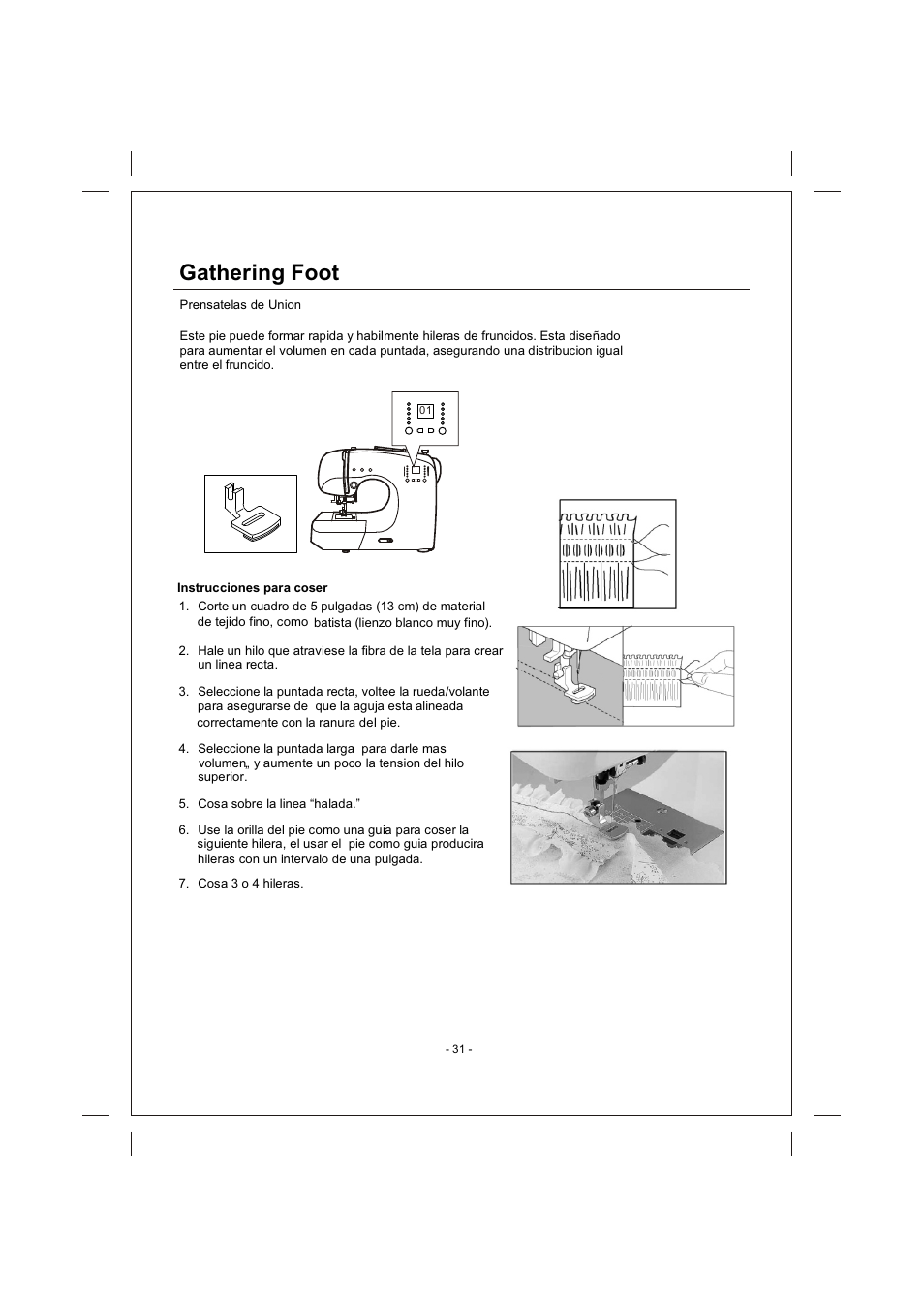 頁面 31, Gathering foot | SINGER 4166 User Manual | Page 100 / 104