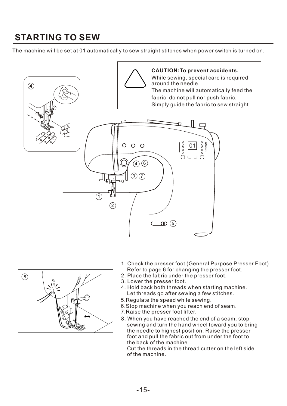 Starting to sew | SINGER 4166 User Manual | Page 17 / 104