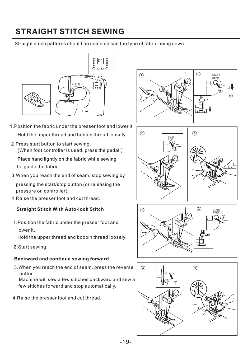 Straight stitch sewing | SINGER 4166 User Manual | Page 21 / 104