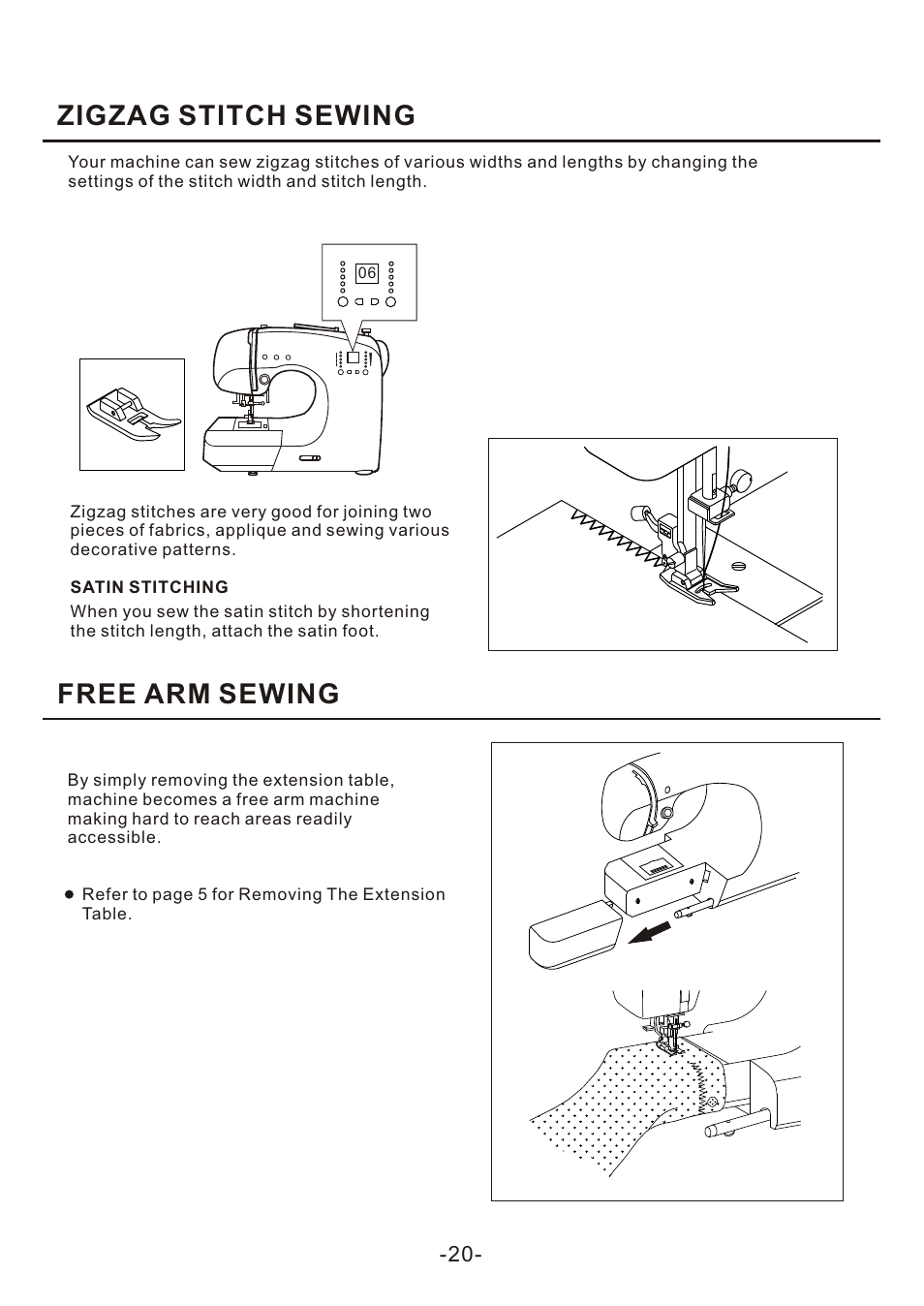 Zigzag stitch sewing free arm sewing | SINGER 4166 User Manual | Page 22 / 104