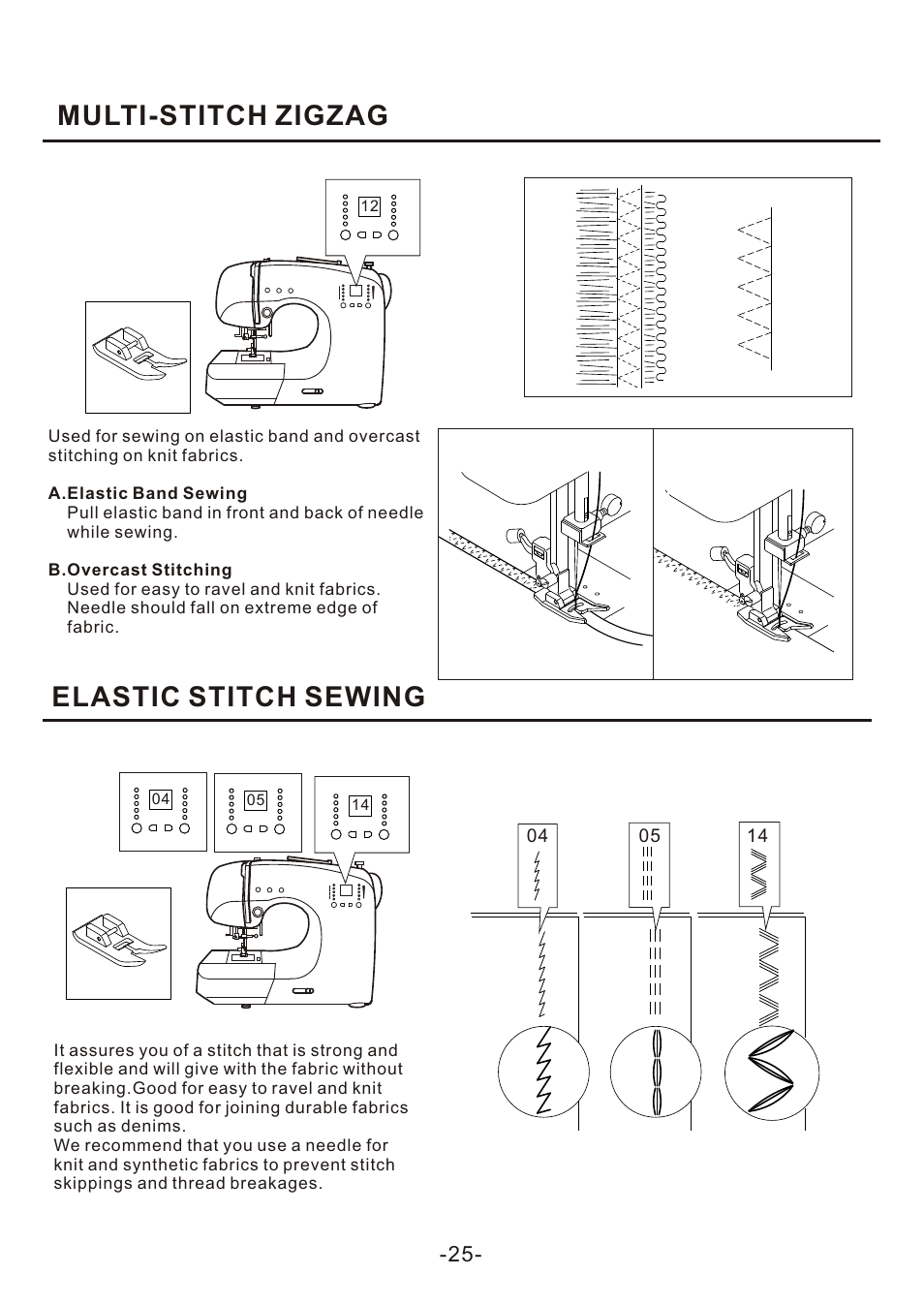 Multi-stitch zigzag elastic stitch sewing | SINGER 4166 User Manual | Page 27 / 104