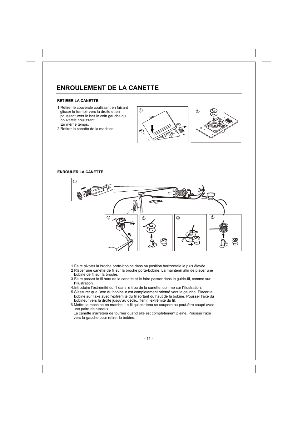 頁面 11, Enroulement, De la canette | SINGER 4166 User Manual | Page 45 / 104