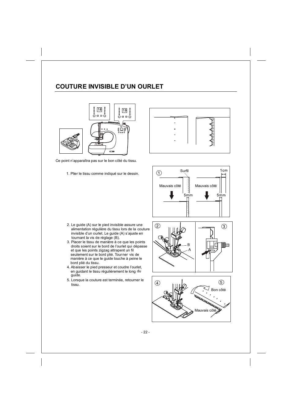 頁面 22, Couture invisible d’un ourlet | SINGER 4166 User Manual | Page 56 / 104