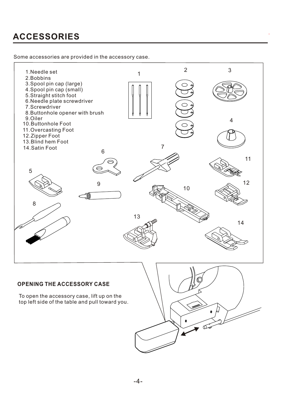 Accessories | SINGER 4166 User Manual | Page 6 / 104