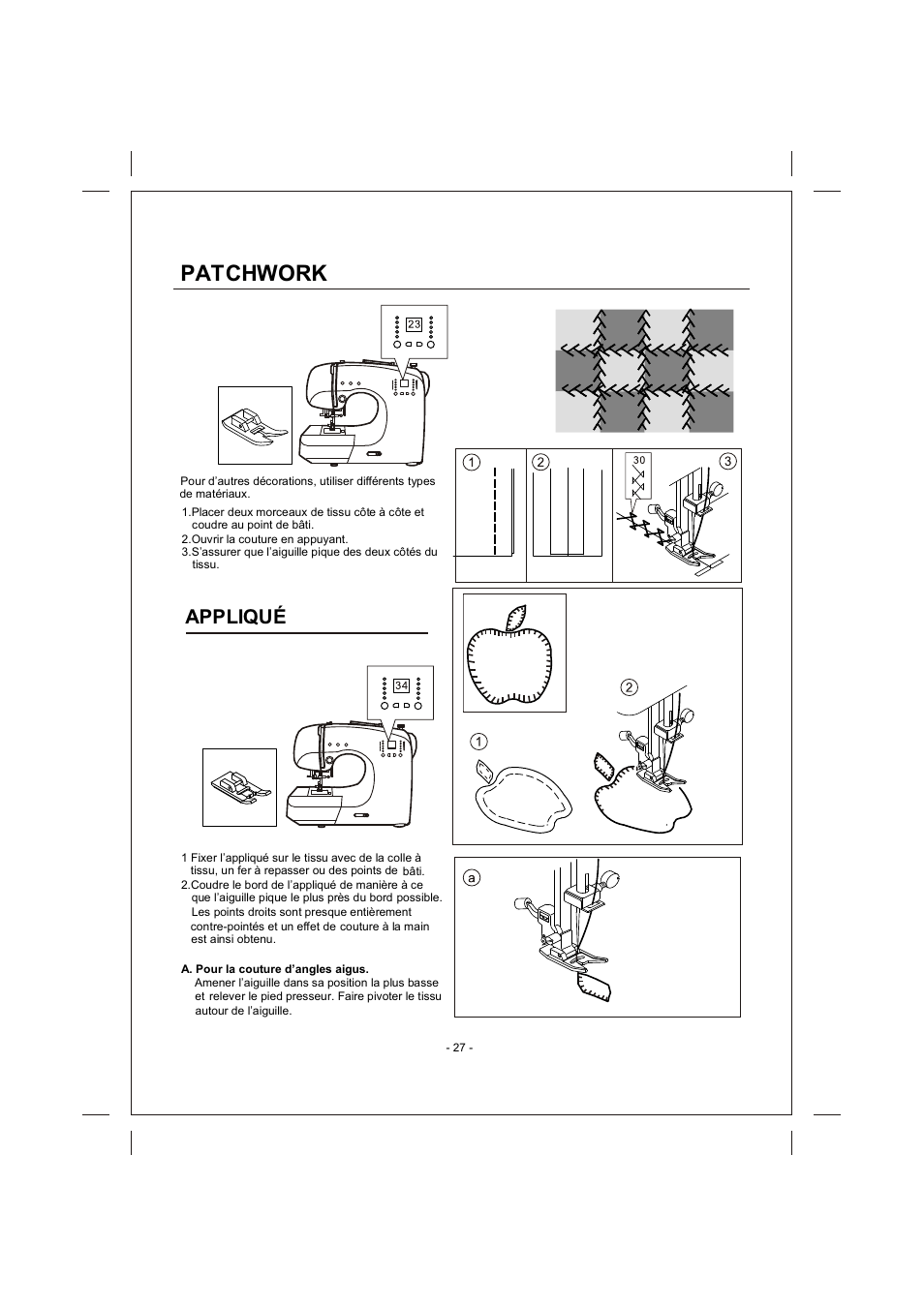 頁面 27, Patchwork, Appliqué | SINGER 4166 User Manual | Page 61 / 104