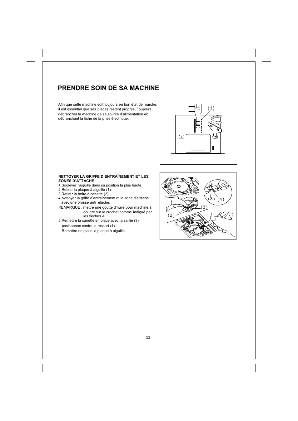 頁面 33, Prendre soin de sa machine | SINGER 4166 User Manual | Page 67 / 104