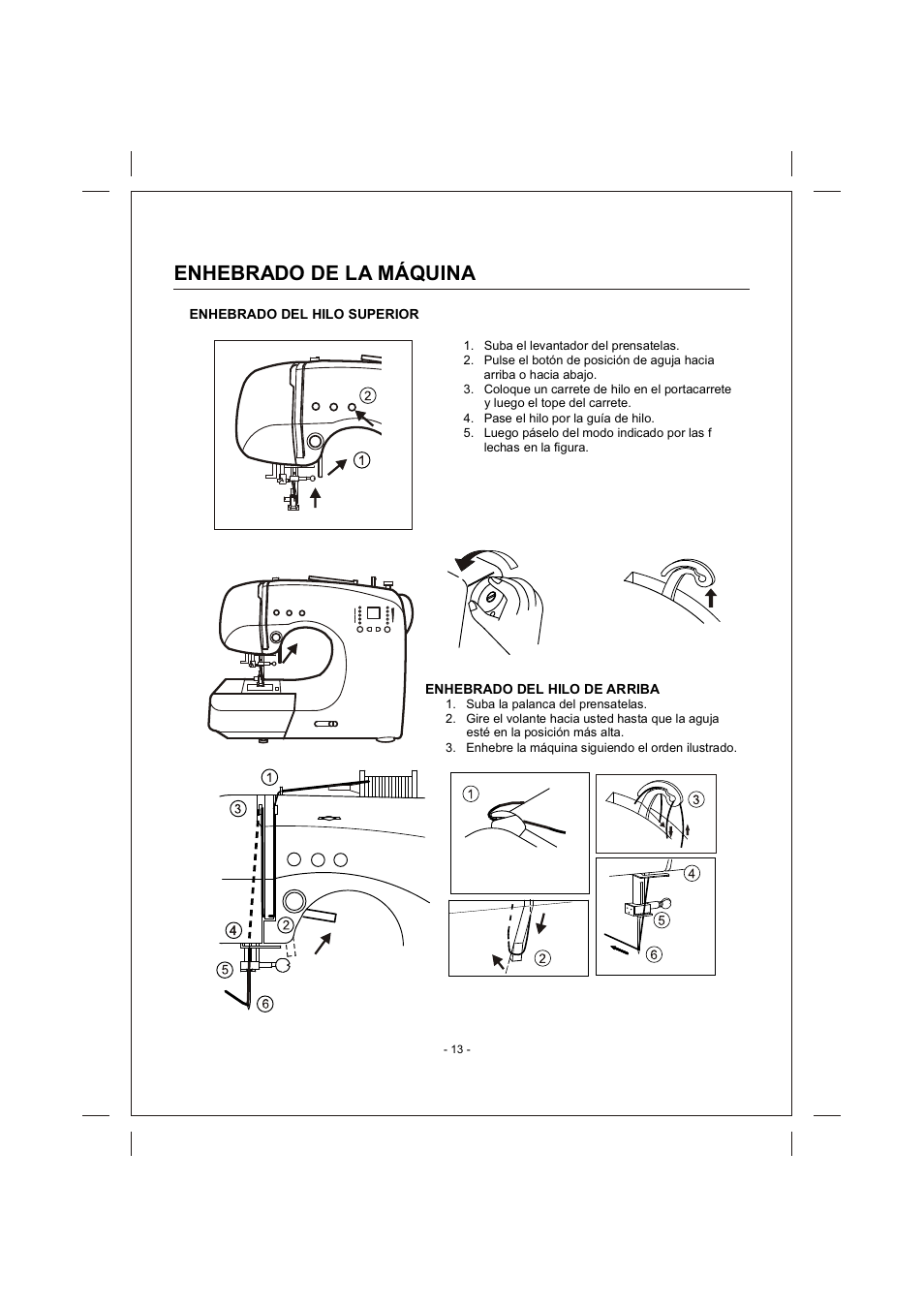 頁面 13, Enhebrado, Máquina | SINGER 4166 User Manual | Page 82 / 104