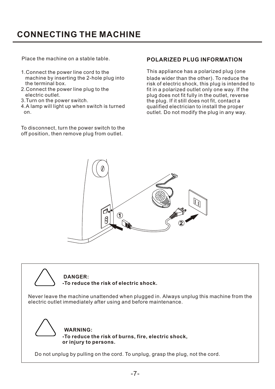 Connecting the machine | SINGER 4166 User Manual | Page 9 / 104