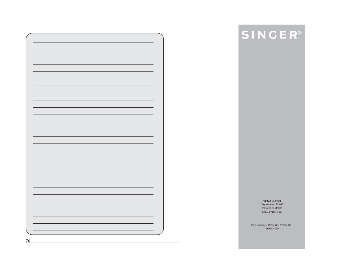 SINGER 4206 Inspiration User Manual | Page 40 / 40