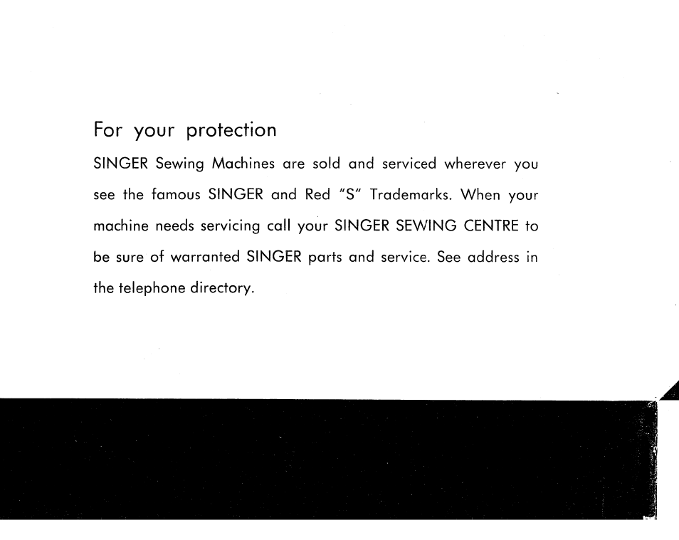 For your protection | SINGER 431 User Manual | Page 100 / 100