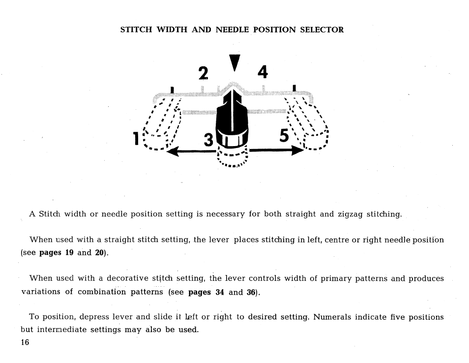 Stitch width and needle position selector | SINGER 431 User Manual | Page 18 / 100