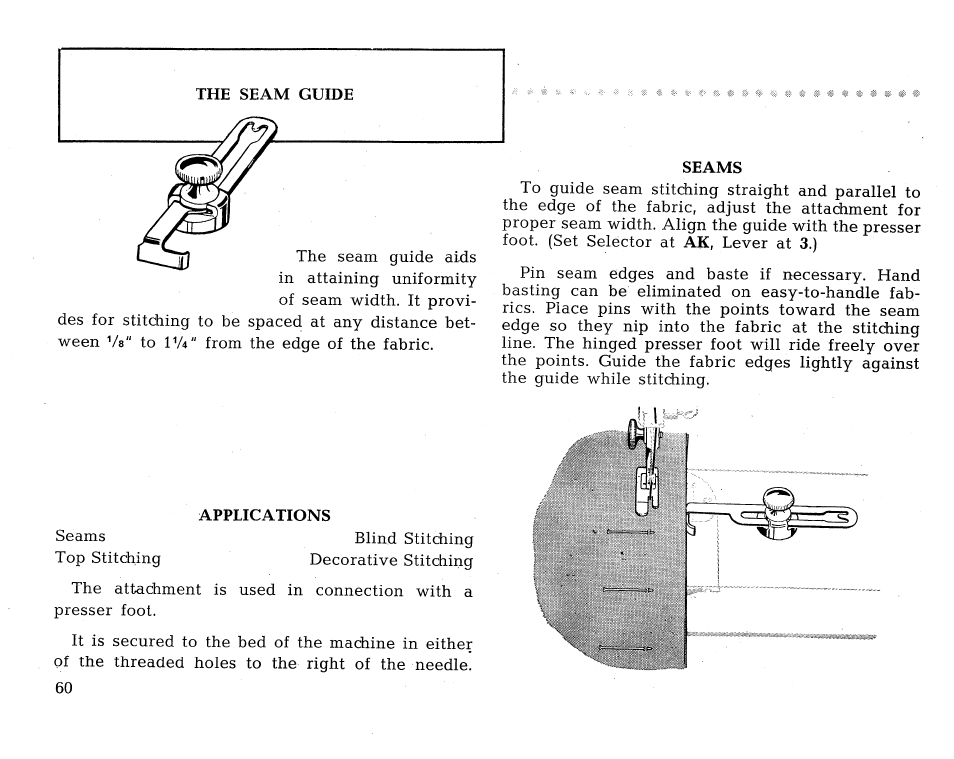 Applications, Seams | SINGER 431 User Manual | Page 62 / 100