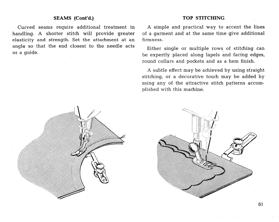 Seams (cont'd.), Top stitching | SINGER 431 User Manual | Page 63 / 100