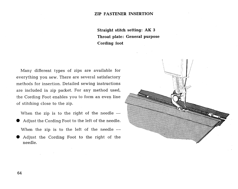 Zip fastener insertion | SINGER 431 User Manual | Page 66 / 100