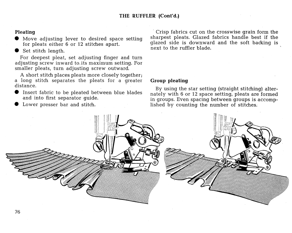 Pleating, Group pleating | SINGER 431 User Manual | Page 78 / 100
