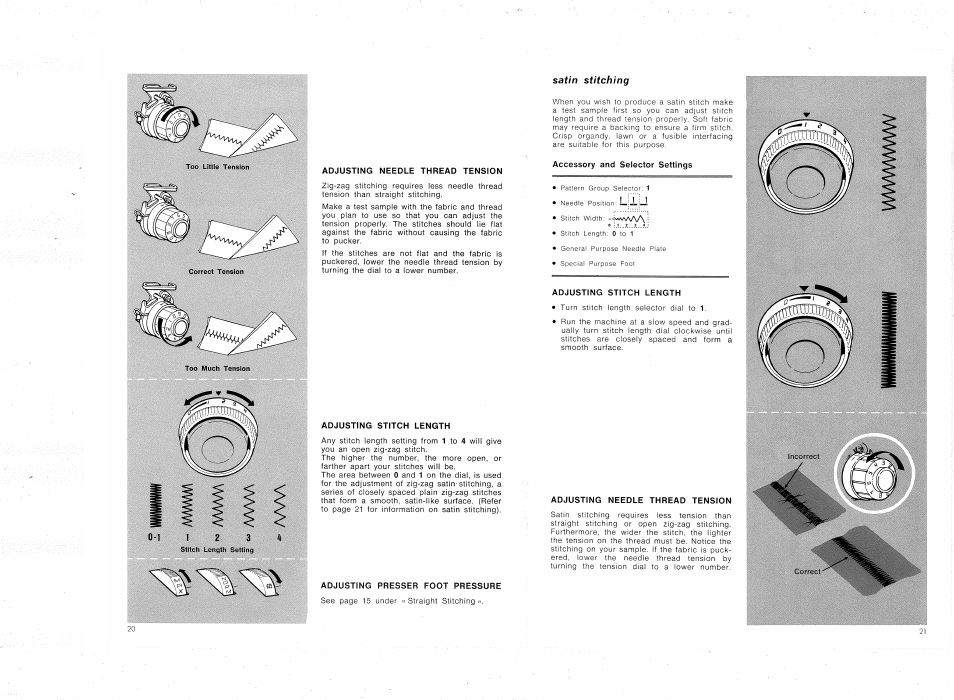 Adjusting needle thread tension, Adjusting stitch length, Adjusting presser foot pressure | SINGER 4314 User Manual | Page 22 / 44