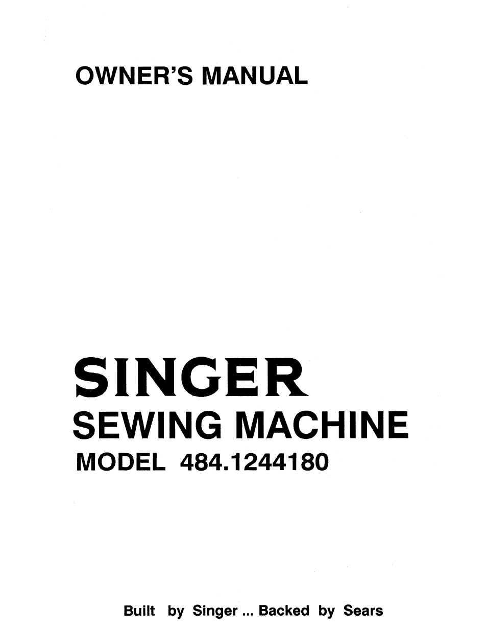 SINGER 484.1244180 (Sold at Sears) User Manual | 36 pages