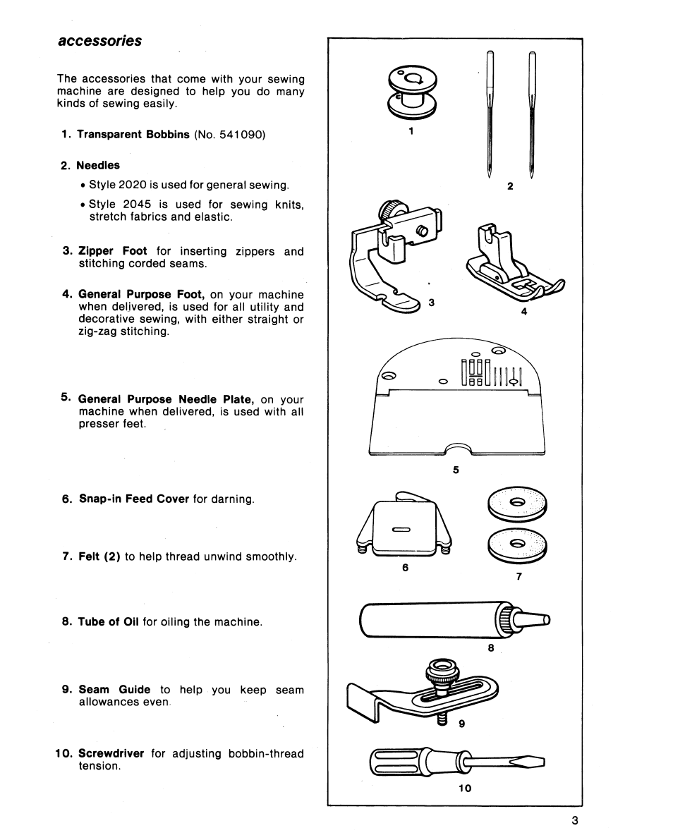 Accessories | SINGER 5102 User Manual | Page 5 / 32