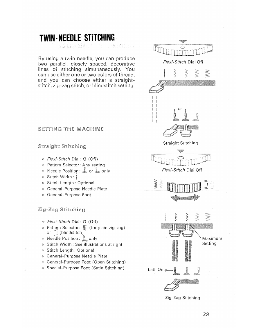 Twin-needle stitching, Twio“l\leedie stitching | SINGER 513 Stylist User Manual | Page 31 / 64